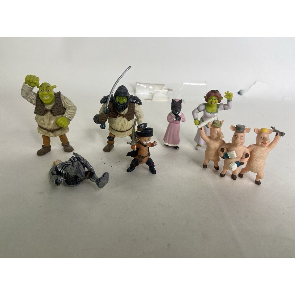 DreamWorks Shrek Mixed 7 Piece Figure Lot Cake Topper Fiona Prince Charming Wolf